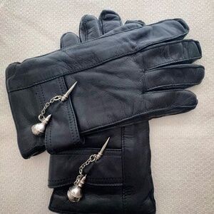 Versace - black leather gloves
